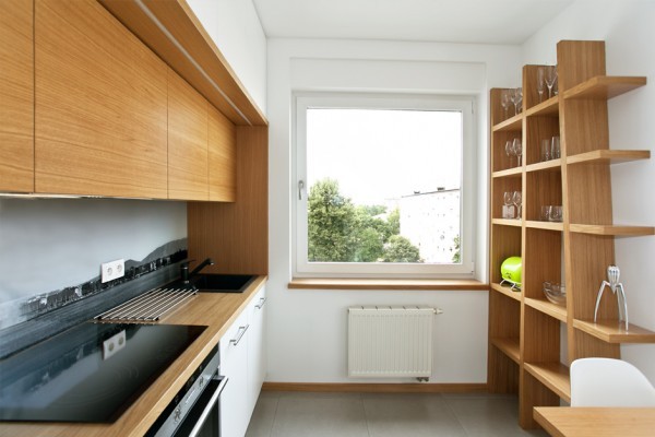 wooden kitchen shelves