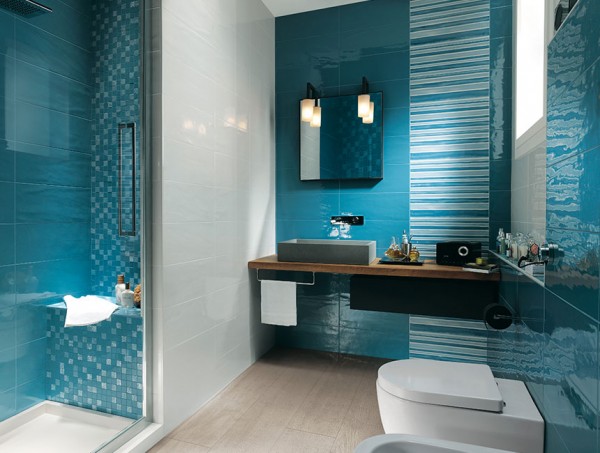 Aqua blue bathroom