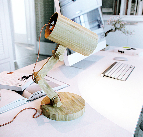 Wooden desk lamp