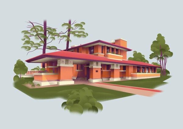 Artistic Illustrations Of Homes By Frank Lloyd Wright