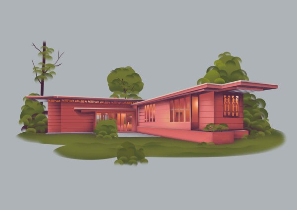 Artistic Illustrations Of Homes By Frank Lloyd Wright