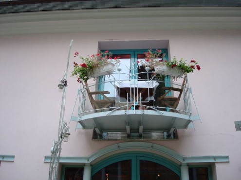 balcony with flowers