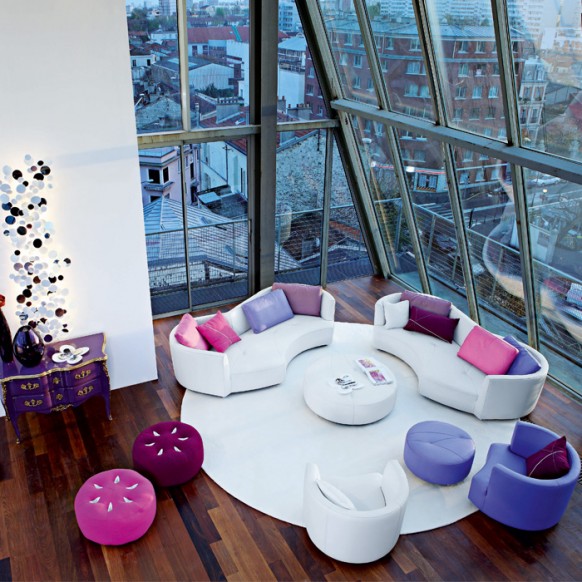 living room purple