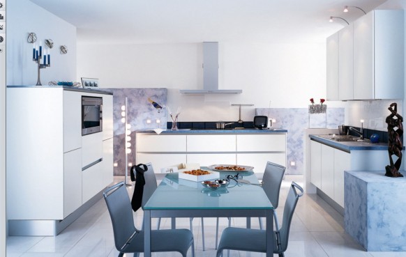 glossy white kitchen