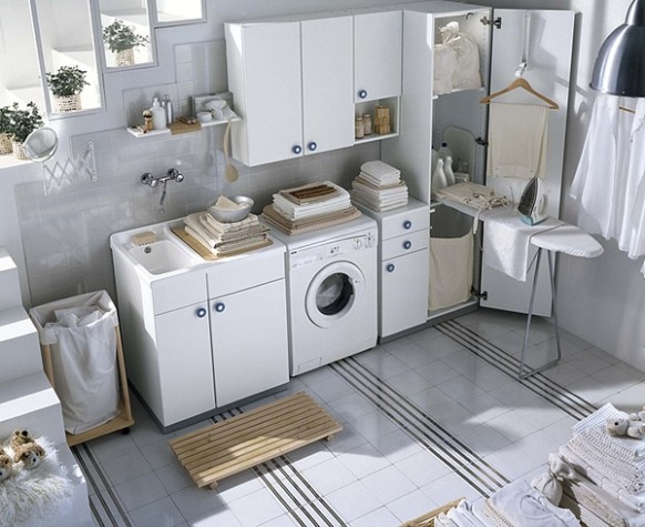 soft white laundry room