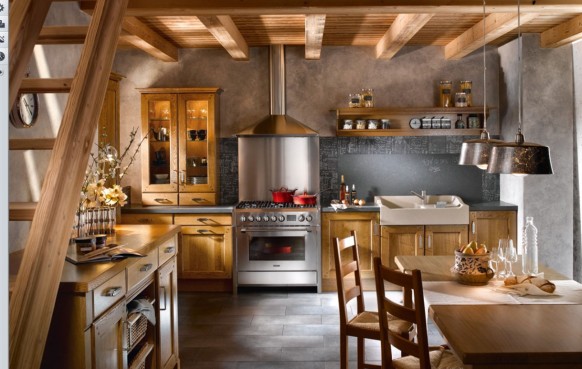 traditional worn look kitchen