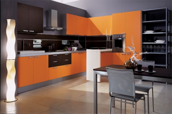 mia arancio orange kitchen