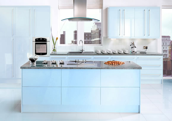 blue modular kitchen