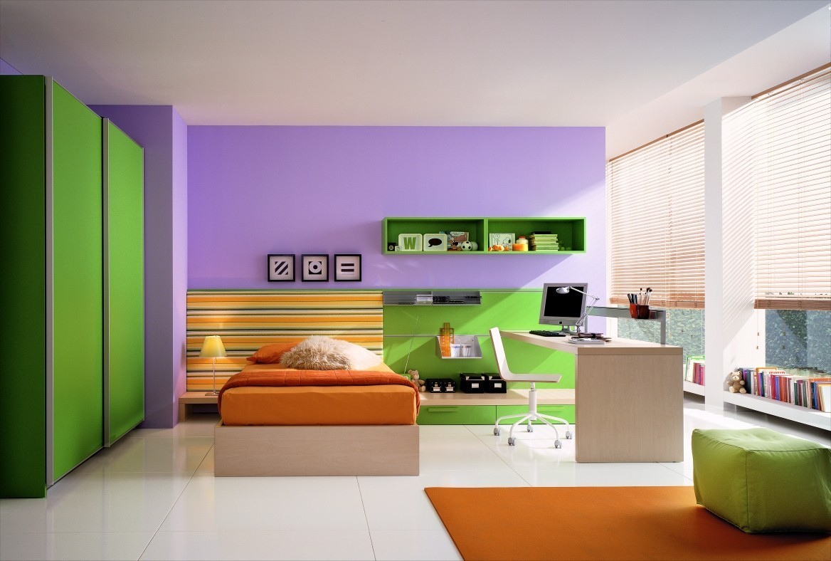 green and purple room Interior Design Ideas