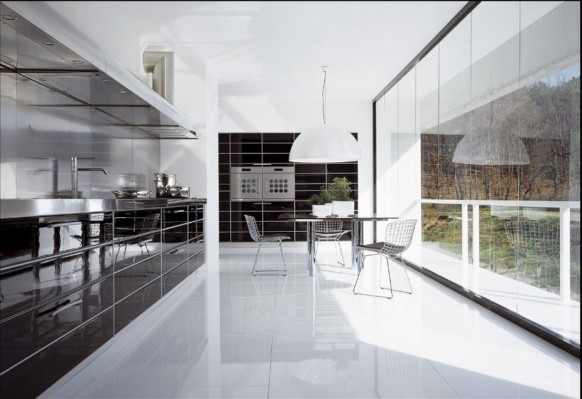 kitchen with french window