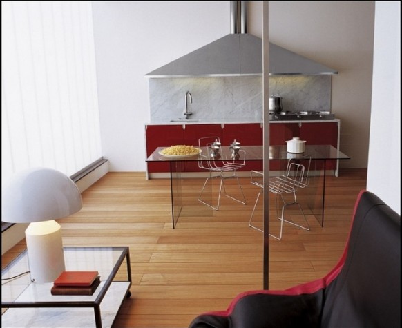 kitchen with wooden floors