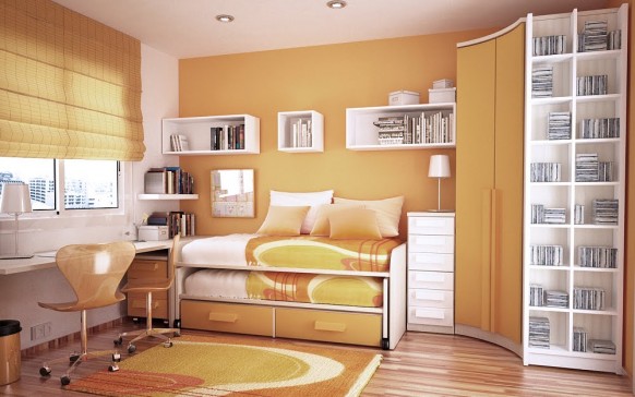 orange and white room