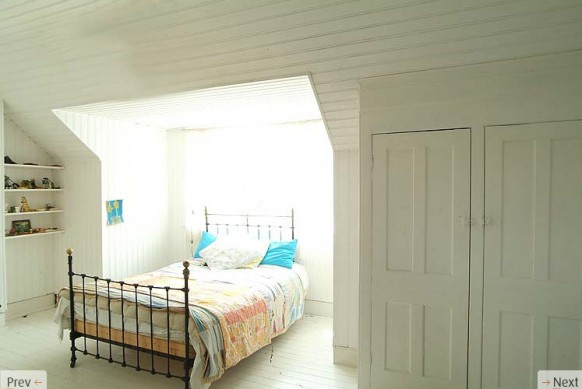 double bed white interiors