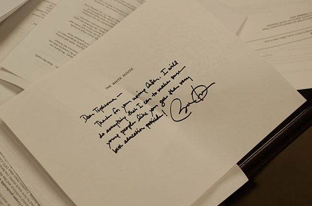 handwritten letter by the president