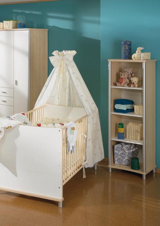 white and wood baby nursery furniture sets by Paidi 12