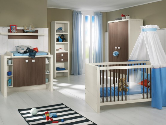 white and wood baby nursery furniture sets by Paidi 2