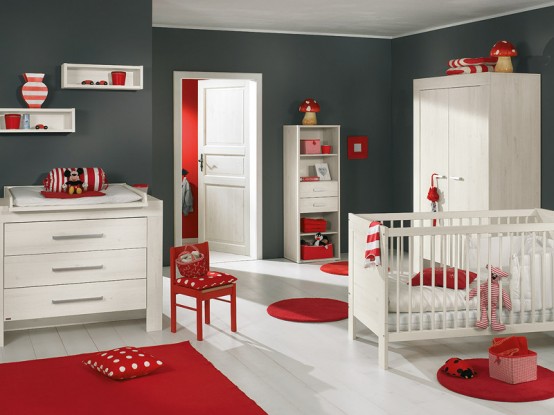 white and wood baby nursery furniture sets by Paidi 3