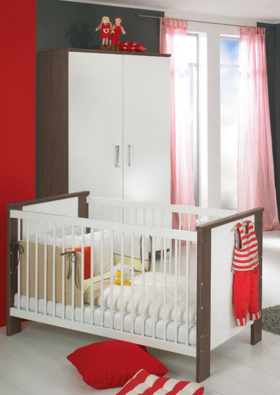 white and wood baby nursery furniture sets by Paidi 9