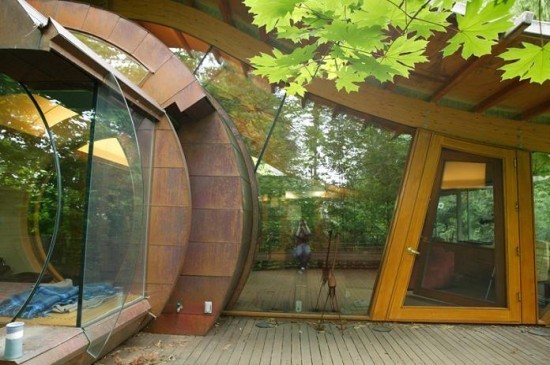 tree house glass living room