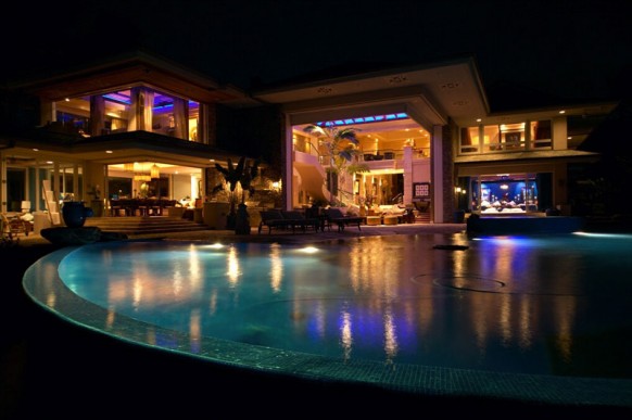 beautiful villa at night