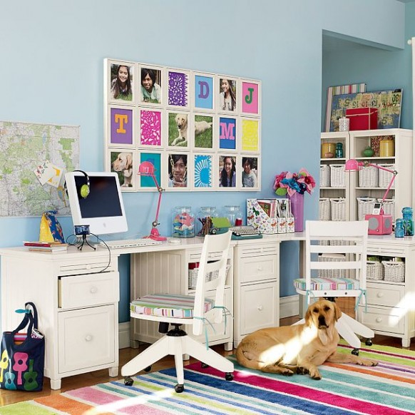 bright colorful study room