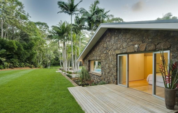 fantastic pool house backyard