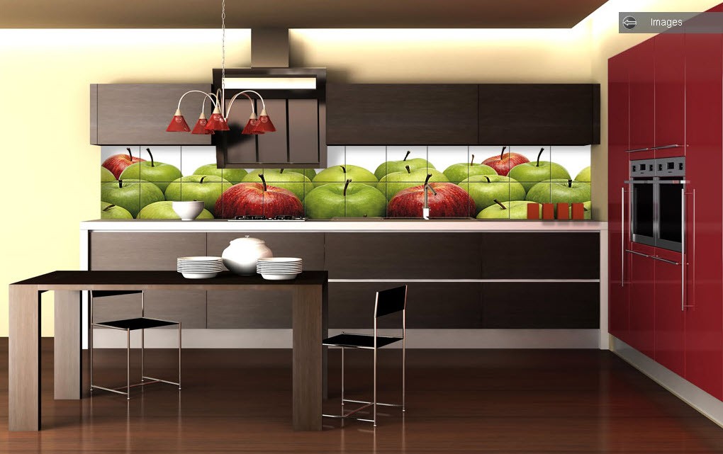 green red apple kitchen tiles