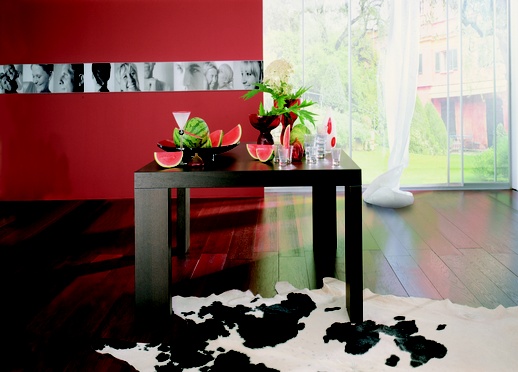 red and black dining rooms