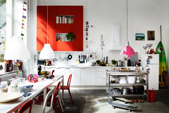cluttered kitchen space