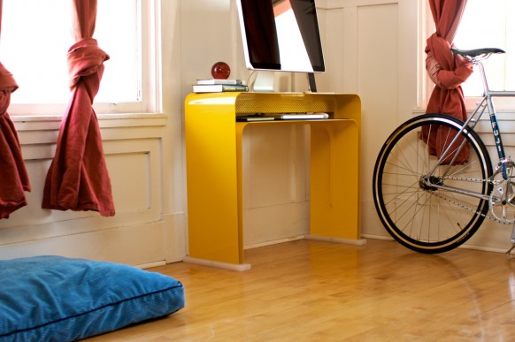 yellow minimalist desk