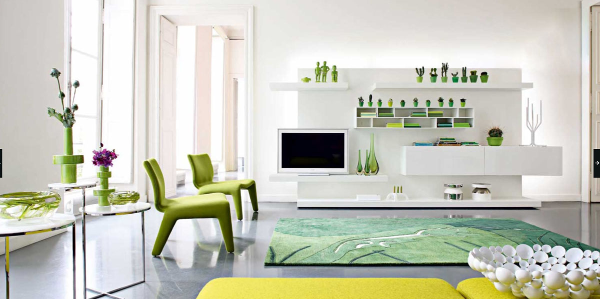 green white modern living room