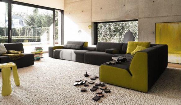 black green sofa