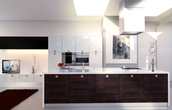 modern white kitchen wood