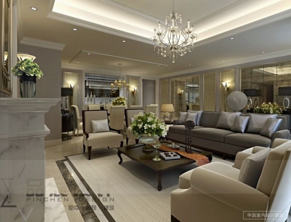 opulent classy living room neutral tones