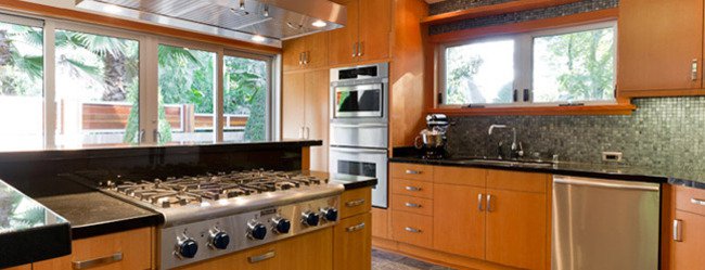 big brown modular kitchen