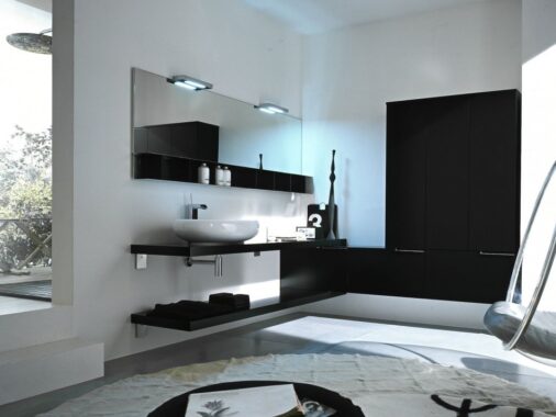 black and white bathroom