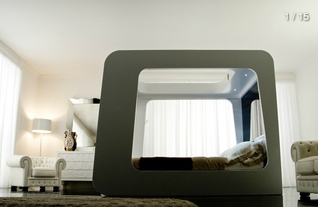 Bed with built clearance in tv