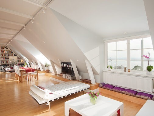 Stockholm Attic with Stepped Walls & Steep Ceilings