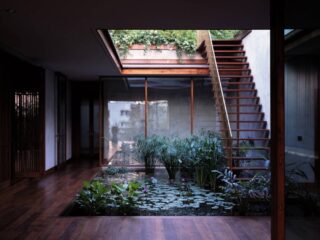 Serene House with Courtyard Pond