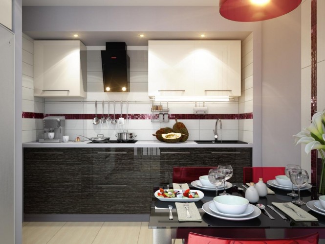 red white black modern kitchen dining decor style