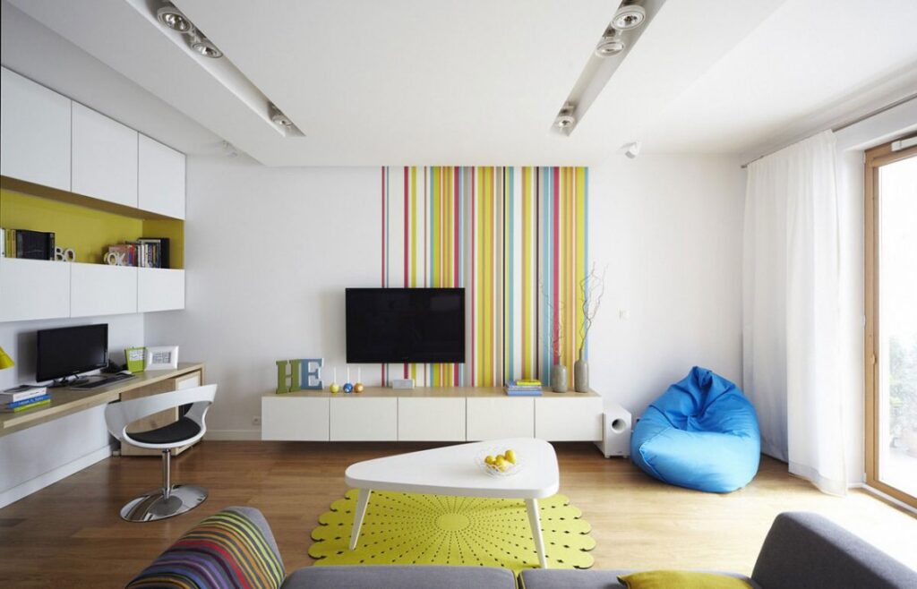 Colorful striped wall Interior Design Ideas