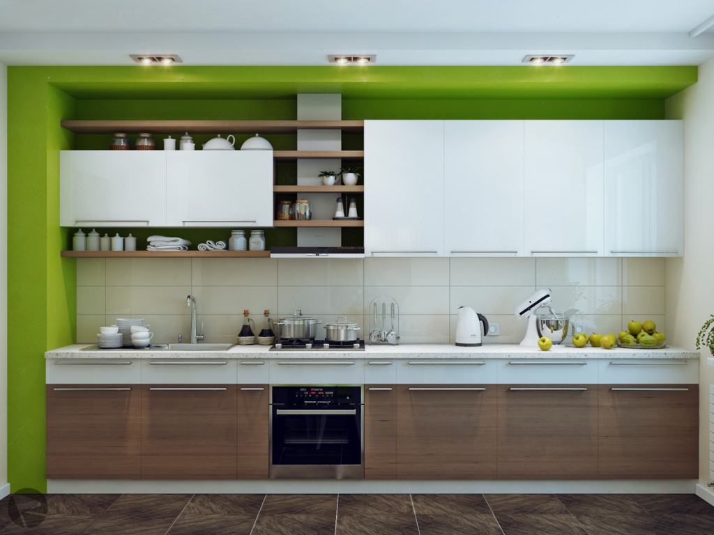 Green white wood kitchen | Interior Design Ideas