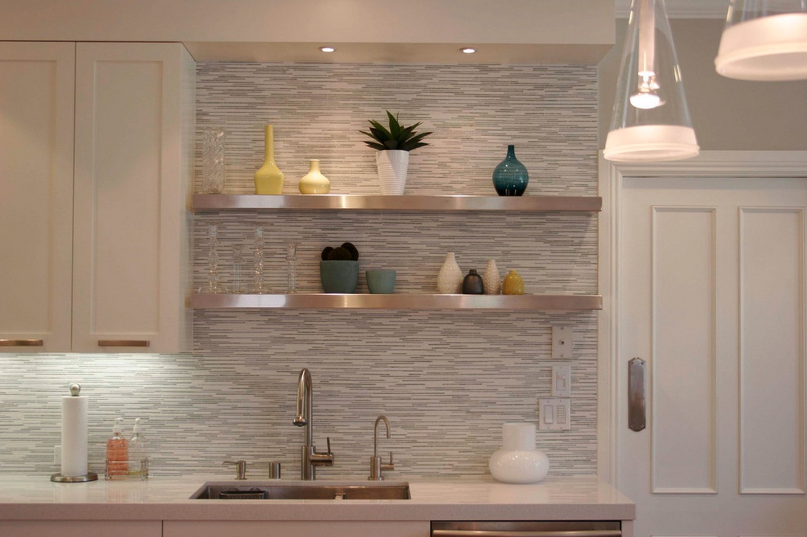 white horizontal tile backsplash | Interior Design Ideas