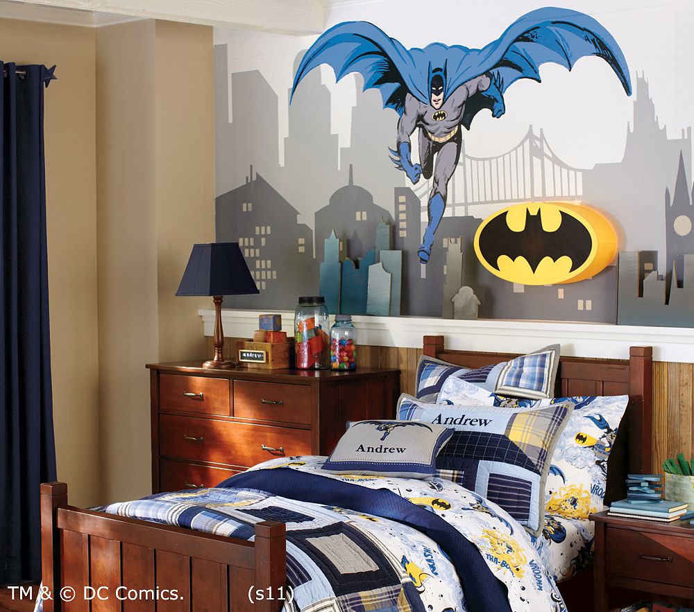 Batman feature wall bedroom Interior Design Ideas