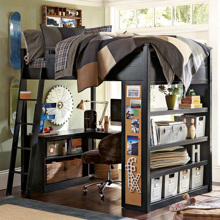 themed bunk bed with workspace boys room | Interior Design
