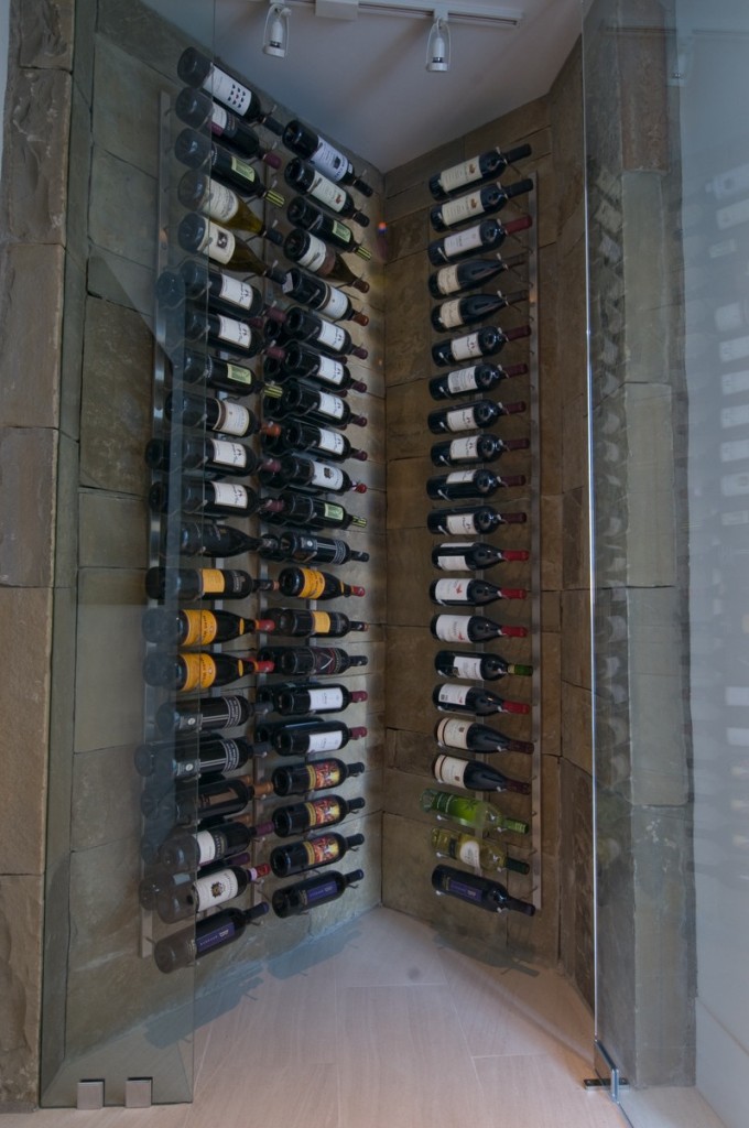 wine cellar behind glass Interior Design Ideas