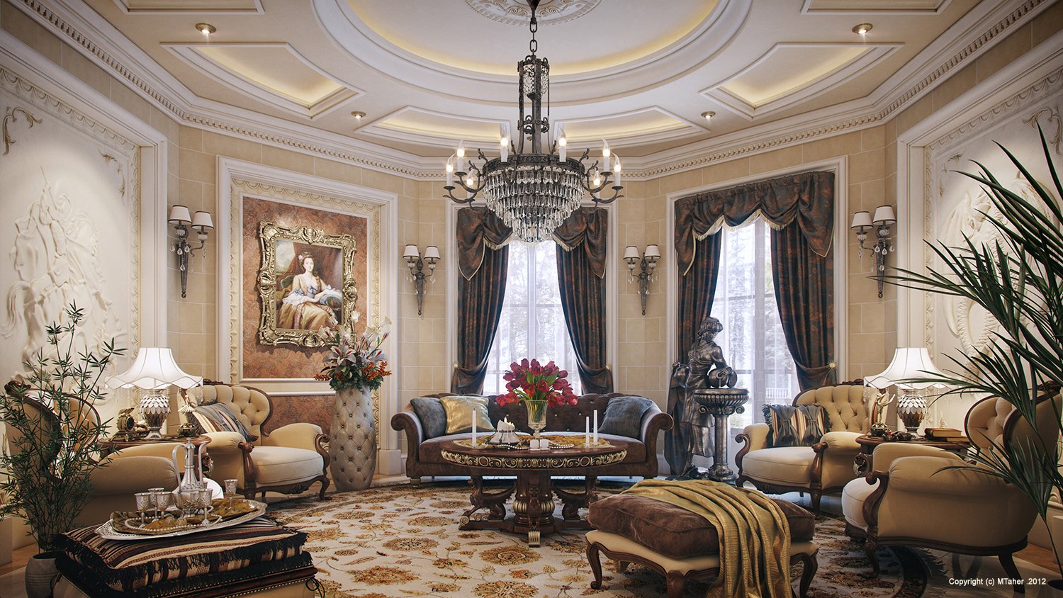 Luxury Villa Living Room Interior