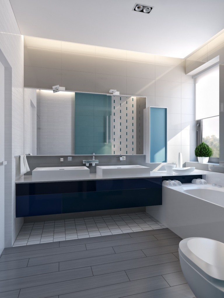 modern vibrant blue bathroom 1 | Interior Design Ideas
