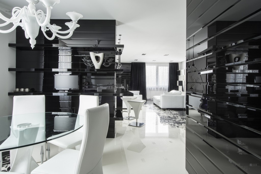 Black white dining room Interior Design Ideas