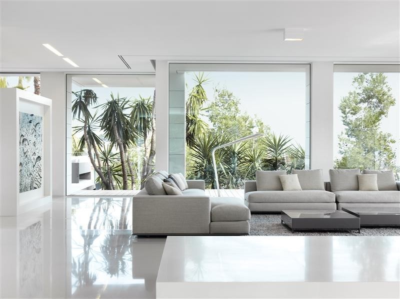 living room with floor to ceiling glass windows | Interior Design ...